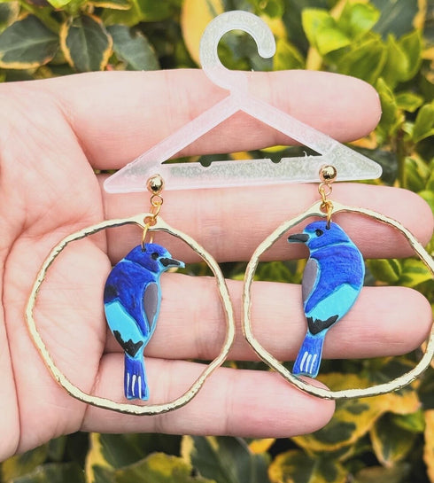 Bird earrings blue bird ,for gift,jewelry for bird lovers